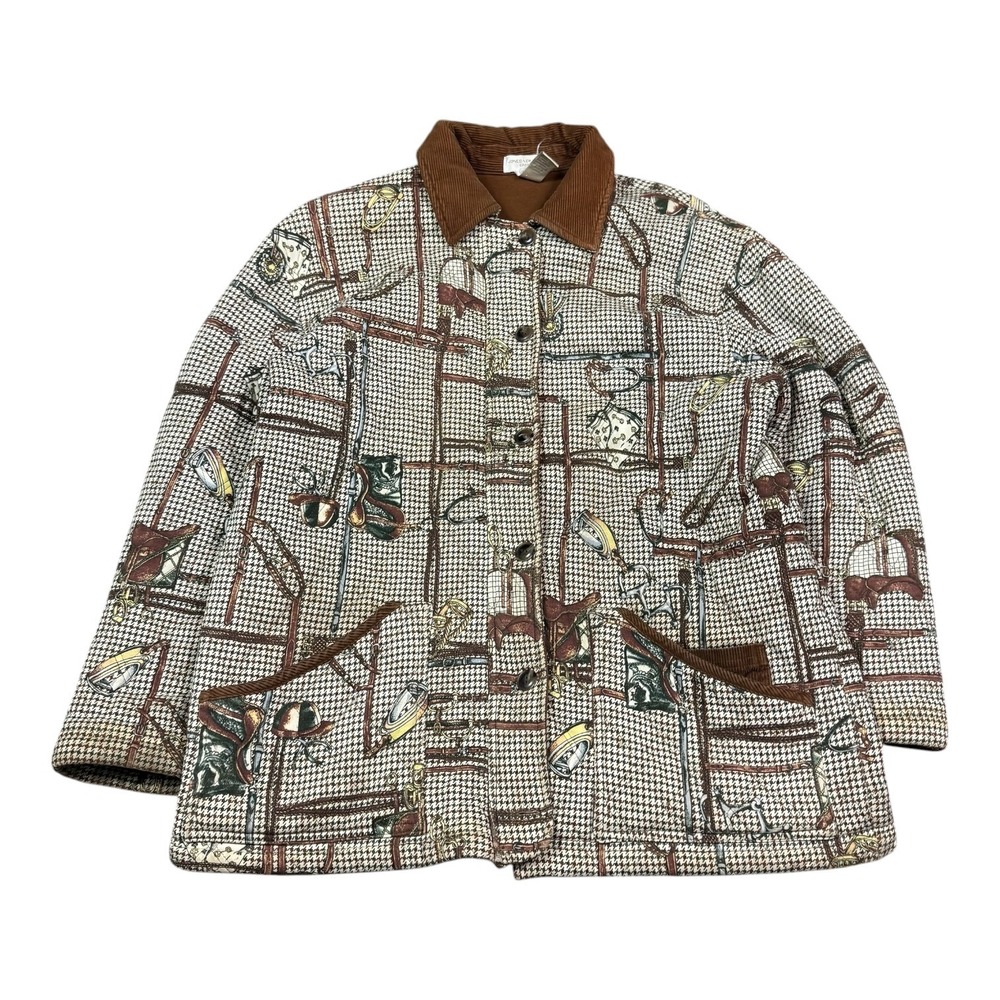 Vintage 90s Jones New York Sport Equestrian Quilted Jacket Women's Large FLAW